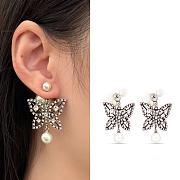 Fortok Dior Full-diamong Butterfly Pearl Earrings - 2