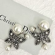 Fortok Dior Full-diamong Butterfly Pearl Earrings - 5