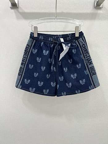 Fortok Dior Butterfly Pattern Denim Shorts