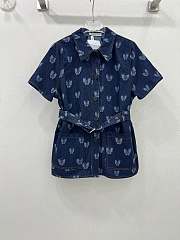 Fortok Dior Butterfly Pattern Denim Short-sleeved Shirt - 1
