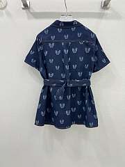 Fortok Dior Butterfly Pattern Denim Short-sleeved Shirt - 2