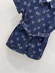 Fortok Dior Butterfly Pattern Denim Short-sleeved Shirt - 4