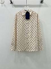 Fortok Louis Vuitton Vintage Printed Silk Shirt Cream White - 1