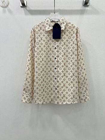 Fortok Louis Vuitton Vintage Printed Silk Shirt Cream White