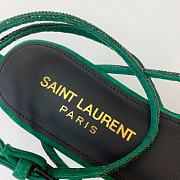 Fortok Saint Laurent Rhinestone Flat Sandals Green - 2