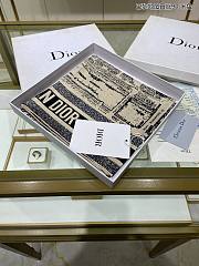 Fortok Dior Plan de Paris 90 Square Scarf Beige and Navy Blue Silk Twill - 2