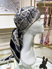 Fortok Dior Plan de Paris 90 Square Scarf Beige and Navy Blue Silk Twill - 3