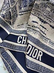 Fortok Dior Plan de Paris 90 Square Scarf Beige and Navy Blue Silk Twill - 6