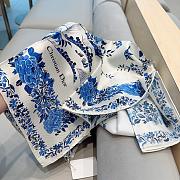 Fortok Dior Square 90 Dior Winter Garden Blue & White Silk Twill - 2