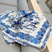 Fortok Dior Square 90 Dior Winter Garden Blue & White Silk Twill - 3