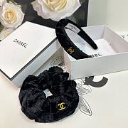 Fortok Chanel Set of Velvet Headband and Hairband Black - 5