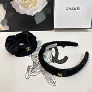 Fortok Chanel Set of Velvet Headband and Hairband Black - 4