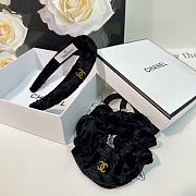 Fortok Chanel Set of Velvet Headband and Hairband Black - 3
