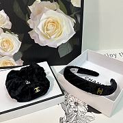 Fortok Chanel Set of Velvet Headband and Hairband Black - 2