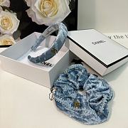 Fortok Chanel Set of Velvet Headband and Hairband Blue - 6