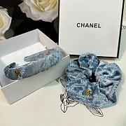 Fortok Chanel Set of Velvet Headband and Hairband Blue - 5
