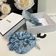 Fortok Chanel Set of Velvet Headband and Hairband Blue - 4