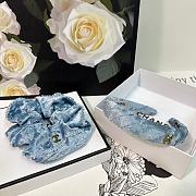 Fortok Chanel Set of Velvet Headband and Hairband Blue - 3
