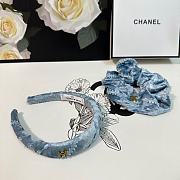 Fortok Chanel Set of Velvet Headband and Hairband Blue - 2