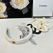 Fortok Chanel Set of Velvet Headband and Hairband White - 4