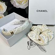 Fortok Chanel Set of Velvet Headband and Hairband White - 2