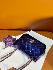 Fortok Chanel Mini Flap Bag & Purple Star Coin Purse Blue Metallic Calfskin & Gold-Tone Metal - 2