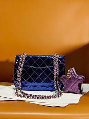 Fortok Chanel Mini Flap Bag & Purple Star Coin Purse Blue Metallic Calfskin & Gold-Tone Metal - 4