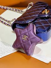 Fortok Chanel Mini Flap Bag & Purple Star Coin Purse Blue Metallic Calfskin & Gold-Tone Metal - 6