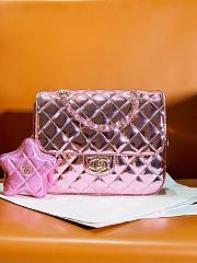 Fortok Chanel Backpack and Star Coin Purse Pink Metallic Calfskin & Gold-Tone Metal 18.5×23.5×8.5cm - 1