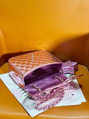Fortok Chanel Backpack and Star Coin Purse Pink Metallic Calfskin & Gold-Tone Metal 18.5×23.5×8.5cm - 5