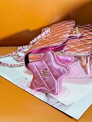 Fortok Chanel Backpack and Star Coin Purse Pink Metallic Calfskin & Gold-Tone Metal 18.5×23.5×8.5cm - 2