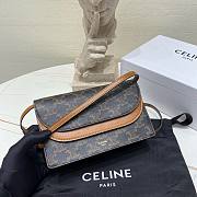 Fortok Celine Shoulder Pouch In Triomphe Canvas And Lambskin Tan 10D852 20x11.5cm - 5