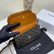 Fortok Celine Shoulder Pouch In Triomphe Canvas And Lambskin Tan 10D852 20x11.5cm - 4