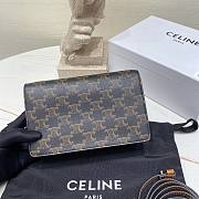 Fortok Celine Shoulder Pouch In Triomphe Canvas And Lambskin Tan 10D852 20x11.5cm - 2