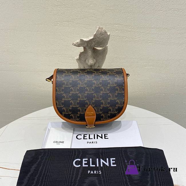 Fortok Celine Folco Triomphe Canvas and Calfskin Bag 191502 18x17x6.5cm - 1