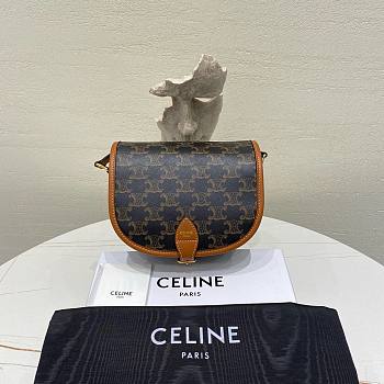 Fortok Celine Folco Triomphe Canvas and Calfskin Bag 191502 18x17x6.5cm