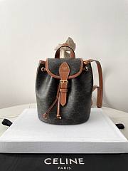 Fortok Celine Backpack Folco Mini Triomphe Canvas And Calfskin Tan 197662 17×20×10cm  - 1