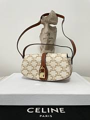 Fortok Celine Tabou Crossbody Pouch In Triumphal Canvas And Calfskin White/Tan 10I592 18x8x5cm - 3