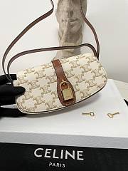 Fortok Celine Tabou Crossbody Pouch In Triumphal Canvas And Calfskin White/Tan 10I592 18x8x5cm - 4