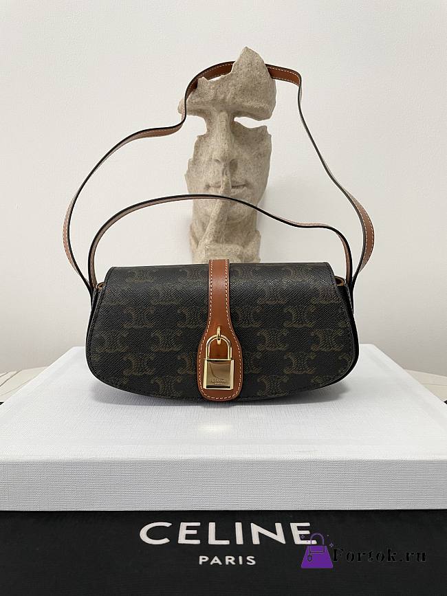 Fortok Celine Tabou Crossbody Pouch In Triumphal Canvas And Calfskin Tan 10I592 18x8x5cm - 1