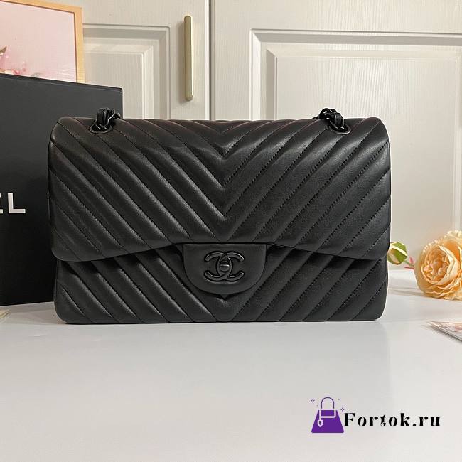 Fortok Chanel Classic Flap Jumbo30 Bag Black 1113 19.5x30x10cm - 1