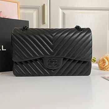 Fortok Chanel Classic Flap Jumbo30 Bag Black 1113 19.5x30x10cm