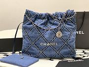 Fortok Chanel Bag Quilted Denim & Silver Metallic Blue 37x35x7cm - 1