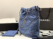 Fortok Chanel Bag Quilted Denim & Silver Metallic Blue 37x35x7cm - 2