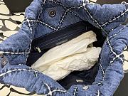 Fortok Chanel Bag Quilted Denim & Silver Metallic Blue 37x35x7cm - 3