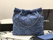 Fortok Chanel Bag Quilted Denim & Silver Metallic Blue 37x35x7cm - 4