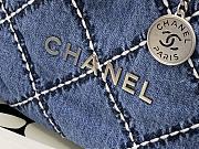 Fortok Chanel Bag Quilted Denim & Silver Metallic Blue 37x35x7cm - 5