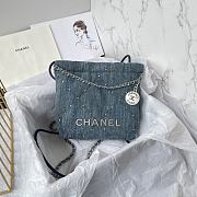 Fortok Chanel Bag Denim Blue 19x20x6cm - 1