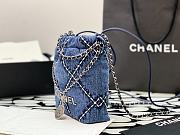 Fortok Chanel Bag Quilted Denim & Silver Metallic Blue 19x20x6cm - 6