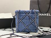 Fortok Chanel Bag Quilted Denim & Silver Metallic Blue 19x20x6cm - 5